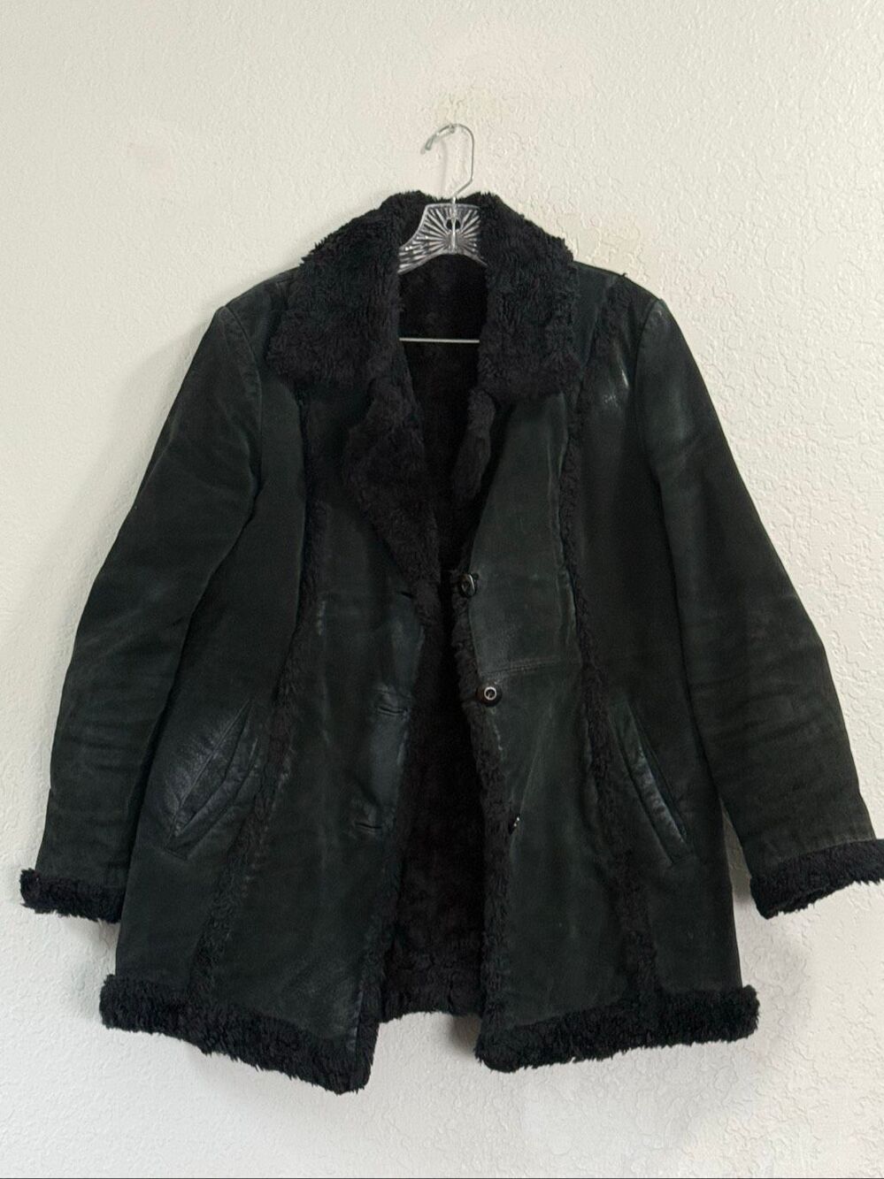 Wilsons Leather Jackets & Coats | Wilsons Leather Black Faux Shearling Teddy L